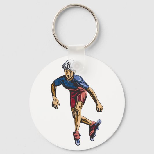 Person Rollerblading Schlüsselanhänger (Vorderseite)