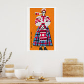 Person Soviet Union Mid-Century Matchbox Label Poster (Küche)