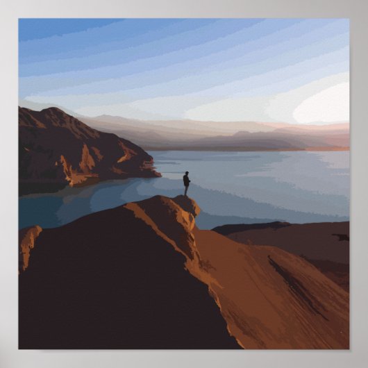 Person Stehend auf Braunrockbildung in der Nähe de Poster (Vorne)