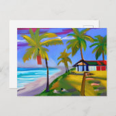 Person und Hund, die am Strand bleiben | Urlaub Postkarte (Vorne/Hinten)