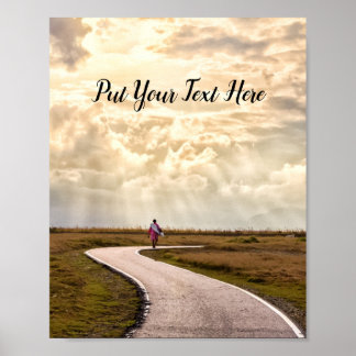 Person Wanderweg in den Horizont Poster