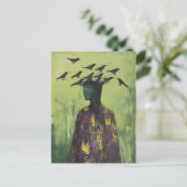 Person With Birds on Their Head  Postkarte (Stehend Vorderseite)