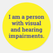 person with visual and hearing impairment runder aufkleber (Vorderseite)