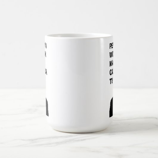 Person Woman Man Camera TV Funny Trump Kaffeetasse (Mittel)