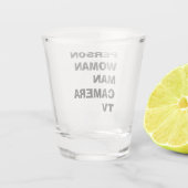 Person Woman Man Camera TV Funny Trump Schnapsglas (Rückseite)