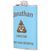 PersonaIized I Kackte heute Poo Emoji on Blue Flachmann (Links)
