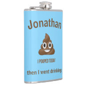 PersonaIized I Kackte heute Poo Emoji on Blue Flachmann (Rechts)