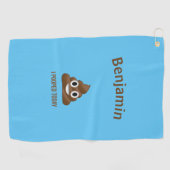 PersonaIized I Kackte heute Poo Emoji on Blue Golfhandtuch (Horizontal)