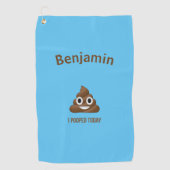 PersonaIized I Kackte heute Poo Emoji on Blue Golfhandtuch (Vorderseite)
