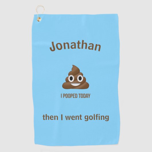 PersonaIized I Kackte heute Poo Emoji on Blue Golfhandtuch (Vorderseite)