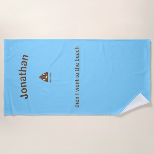 PersonaIized I Kackte heute Poo Emoji on Blue Strandtuch (Vorderseite)