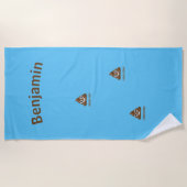 PersonaIized I Kackte heute Poo Emoji on Blue Strandtuch (Vorderseite)