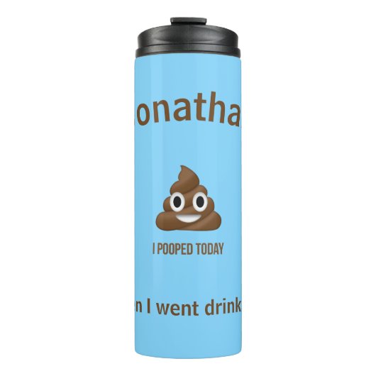 PersonaIized I Kackte heute Poo Emoji on Blue Thermosbecher (Vorderseite)