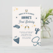 Personal 1st Birthday CowBoy Wild West Einladung (Stehend Vorderseite)