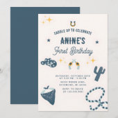 Personal 1st Birthday CowBoy Wild West Einladung (Vorne/Hinten)
