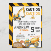 Personal A Contemporary Construction Birthday Bash Einladung (Vorne/Hinten)