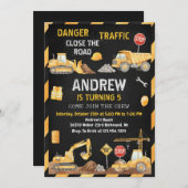 Personal A Modern Construction Birthday Party Einladung (Vorne/Hinten)