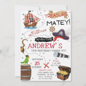 Personal Ahoy Mateys Pirate Ship Birthday Party Einladung (Vorderseite)