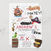 Personal Ahoy Mateys Pirate Ship Birthday Party Einladung (Vorne/Hinten)