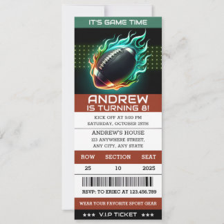 Personal American Football Thema Ticket Geburtstag Einladung