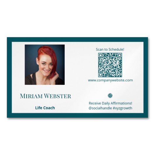 Personal Aquamarin Life Coach Business Card Magnet (Vorderseite)