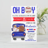 Personal Baseball Babydusche Kleines Gepäck Einladung (Stehend Vorderseite)