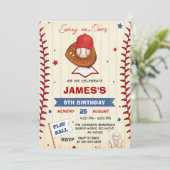 Personal Baseball Birthday Invitation with Photo Einladung (Stehend Vorderseite)