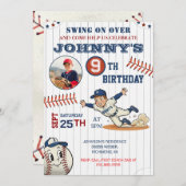 Personal Baseball Birthday with Photo Einladung (Vorne/Hinten)