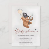 Personal Baseball Rookie Baby Dusche Niedlicher Bä Einladung (Vorne/Hinten)