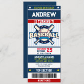 Personal Baseball Sports - Moderner Ticketstil Einladung (Vorne/Hinten)