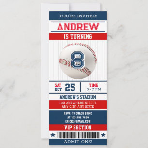 Personal Baseball Sports Ticket Style für Junge Einladung