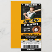 Personal Baseball Ticket Birthday With Photo Einladung (Vorne/Hinten)