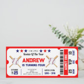 Personal Baseball Ticket Geburtstag Sport Einladung (Stehend Vorderseite)