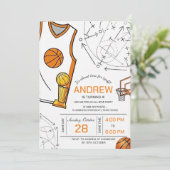 Personal basketball birthday invitation einladung (Stehend Vorderseite)