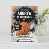 Personal Basketball Birthday Invitation Sport Einladung (Stehend Vorderseite)