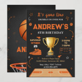 Personal Basketball Birthday Invitation Template Einladung (Vorne/Hinten)