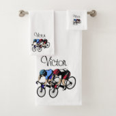 Personal Bicycle Race Blue and Red Badhandtuch Set (Insitu)