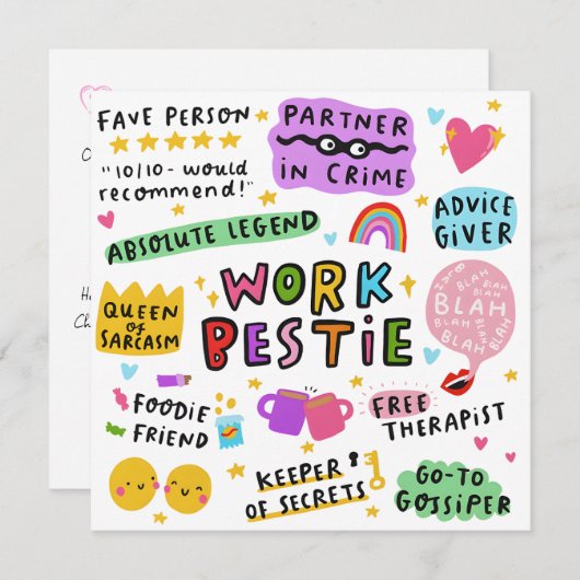 Personal Birthday Card Work Bestie Card Einladung (Vorne/Hinten)