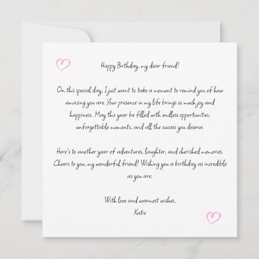 Personal Birthday Card Work Bestie Card Einladung (Rückseite)