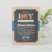 Personal Blue Sports Basketball Thema Kinderdusche Einladung (Stehend Vorderseite)