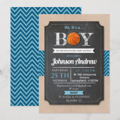 Personal Blue Sports Basketball Thema Kinderdusche Einladung (Vorne/Hinten)