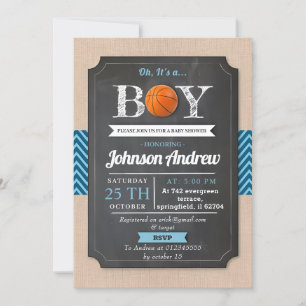 Personal Blue Sports Basketball Thema Kinderdusche Einladung