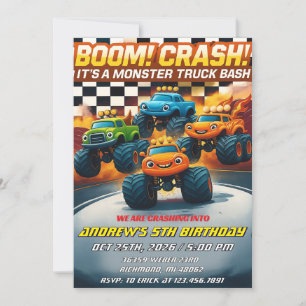 Personal Boom Crash Monster Truck Geburtstag Einladung