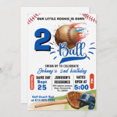 Personal Born Two Ball Birthday Einladung (Vorne/Hinten)