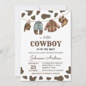 Personal Brown Cowboy Baby Dusche Einladung (Vorderseite)