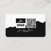 Personal business card with QR code Black & White Visitenkarte (Vorderseite)