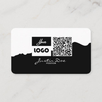 Personal business card with QR code Black & White Visitenkarte
