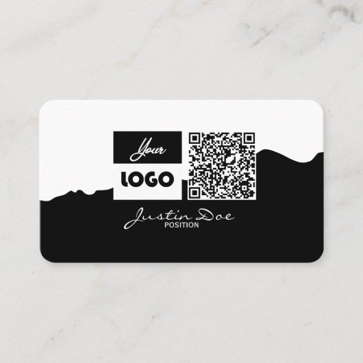 Personal business card with QR code Black & White Visitenkarte (Vorderseite)