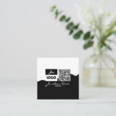 Personal Calling Card with QR code Black & White Telefonnummerkarte (Stehend Vorderseite)