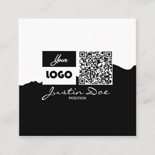 Personal Calling Card with QR code Black & White Telefonnummerkarte (Vorderseite)